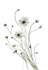 Wall Mural - Wild flowers - drawing