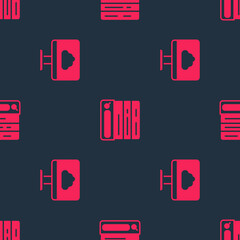 Poster - Set Cloud technology data transfer and Search engine on seamless pattern. Vector