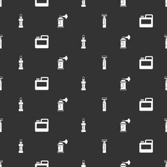Poster - Set Marker pen, Paint, gouache, jar, dye, and spray can on seamless pattern. Vector
