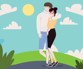 Wall Mural - Korean couple hugging