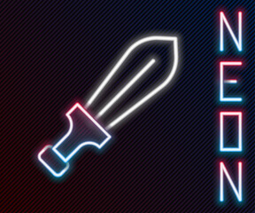 Wall Mural - Glowing neon line Sword toy icon isolated on black background. Colorful outline concept. Vector