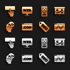 Set UI or UX design, Planning strategy concept, Website statistic, SEO optimization, Front end development, Keyboard and and graphic icon. Vector