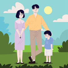 Wall Mural - family parents and son of korea