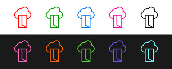 Poster - Set line Cloud database icon isolated on black and white background. Cloud computing concept. Digital service or app with data transferring. Vector