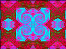 Abstract, Pink And Pale Blue Patterns, Shapes And Designs, Within A Border   Digital Art