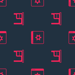 Poster - Set Office desk and Browser setting on seamless pattern. Vector