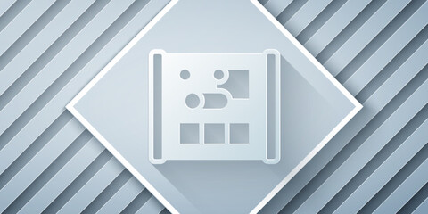 Poster - Paper cut Graphing paper for engineering icon isolated on grey background. Paper art style. Vector