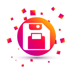 Poster - White Floppy disk for computer data storage icon isolated on white background. Diskette sign. Square color button. Vector