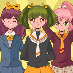 Sticker - anime group girls