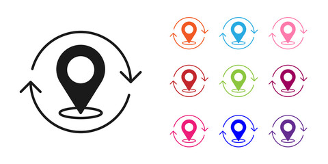 Poster - Black Map pin icon isolated on white background. Navigation, pointer, location, map, gps, direction, search concept. Set icons colorful. Vector