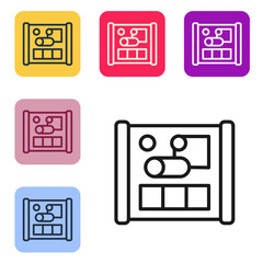 Poster - Black line Graphing paper for engineering icon isolated on white background. Set icons in color square buttons. Vector