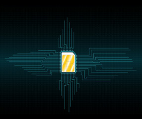 Poster - Embedded SIM concept. New mobile communication technology. Concept for mobile sim card technology and network. Futuristic projection esim card. vector illustration 5G Sim Card. Wireless cellphone.