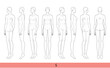 Set of S Size Women Fashion template 9 nine head Croquis Lady model skinny body with main lines figure front, side, 3-4, back view. Vector isolated outline girl for Illustration, technical drawing