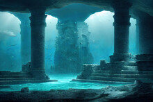 Ancient Underwater City, Ocean Scene, Atlantis , Fantasy Background Wallpaper