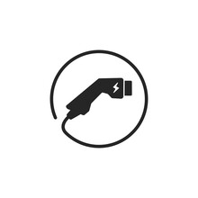 EV Charger Connector Icon, Electric Car Charging Plug Symbol. Vector