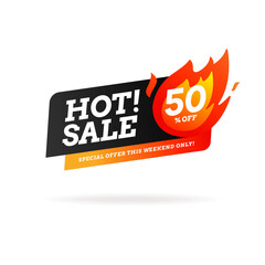 Wall Mural - Hot Sale banner. This weekend only special offer isolated on white background vector.