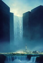Designer's Fantasy. Beautiful Illustration Poster. Niagara Falls, Ontario, Canada