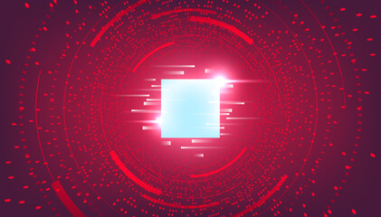Poster - Metaverse abstract background with glowing glitch square in the center, perspective tunnel, virtual cyber space. Vector