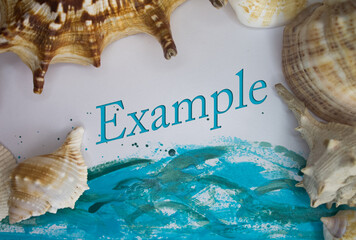 Poster - Animal Shell, Summer vacation, marine background with Example text.