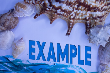 Poster - Animal Shell, Summer vacation, marine background with Example text.