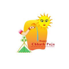 Wall Mural - Vector illustration for Chhath Puja greeting