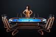 © Aliaksandr Marko - Croupier girl at the poker table, poker room. Poker game, casino, Texas hold'em, online game, card games. Modern design, magazine style.