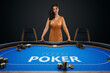 © Aliaksandr Marko - Croupier girl at the poker table, poker room. Poker game, casino, Texas hold'em, online game, card games. Modern design, magazine style.