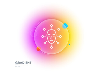 Poster - face biometrics line icon. gradient blur button with glassmorphism. facial recognition sign. head sc