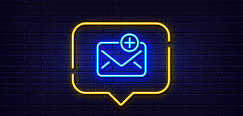 Poster - neon light speech bubble. new mail line icon. add message correspondence sign. e-mail symbol. neon l