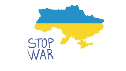 Sticker - ukraine stop war lettering with map