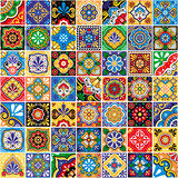 Fototapeta Kuchnia - Mexican talavera tiles vector seamless pattern- big 49 different colorful design set, perfect for wallpaper, textile or fabric print
