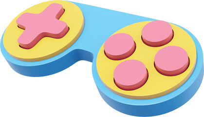 Poster - Minimalistic console game controller. PNG Colorful icon on transparent background. 3D rendering.