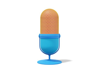 Poster - Modern Microphone. Realistic multicolored icon on white background. 3D rendering.