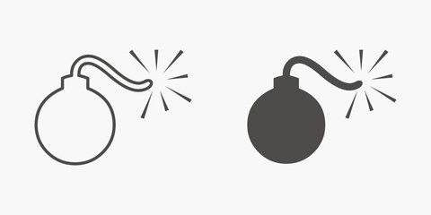 Bomb, boom, wick, danger and explosion icon vector symbol isolated. Flat design style. 