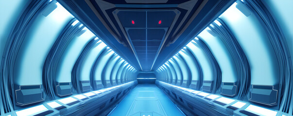 Wall Mural - spaceship interior, futuristic corridor background