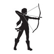 Woman Archer Silhouette. female archer warrior - Vector Illustration