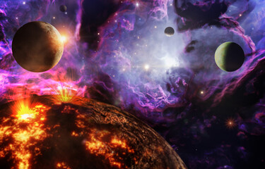 Wall Mural - nebula in outer space, planets and galaxy
