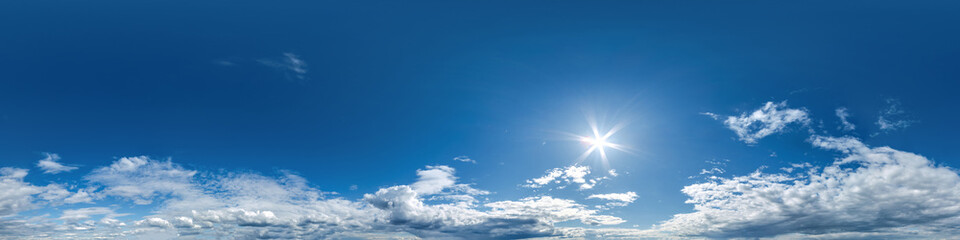 Wall Mural - blue sky with beautiful clouds as seamless hdri 360 panorama view with zenith for use in 3d graphics