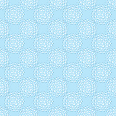 Wall Mural - Winter blue roses or snowflakes. Abstract seamless pattern. Doodle circles in regular grid. Hand drawn elements background for wallpaper, wrapping, fabric or cards.