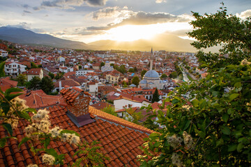 Prizren Old Town and Sinan Pasha Mosque. Popular Tourist Destination in Kosovo. Historic and touristic city located in Prizren. Balkans. Europe. 