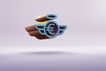 Leinwandbilder - Beautiful illustration Blue EURO Price symbol icons on a bright pink  background. 3d rendering illustration. Background pattern for design.