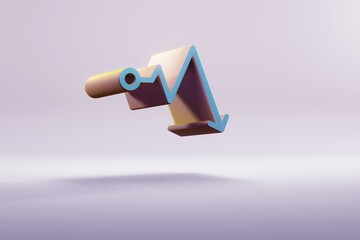 Aufkleber - Beautiful illustration Blue Economic Crisis symbol icons on a bright pink  background. 3d rendering illustration. Background pattern for design.