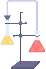 Poster - Beakers connected with pipe semi flat color raster item. Realistic object on white. Chemical and scientific experiment isolated modern cartoon style illustration for graphic design and animation