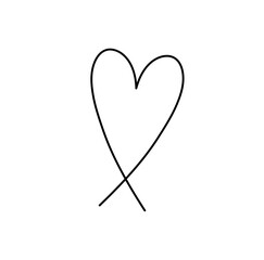 Wall Mural - vector isolated simple simplest doodle heart symbol of two intersecting lines colorless black and wh