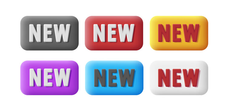 new label 3d badge set, isolated tags with text