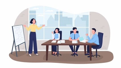 Aufkleber - animated great job isolated scene. business plan presentation at work. looped flat 2d characters 4k 