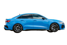 Blue Car Isolated With No Background. PNG Picture.