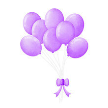Purple Balloon Watercolor Illustration 