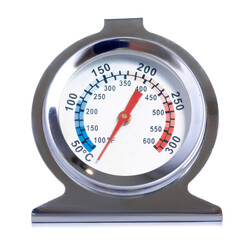 Wall Mural - metal thermometer for oven on white background isolation