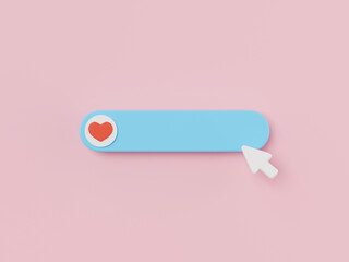 Aufkleber - 3d render of search bar with heart icon isolated on pink, web browser tool.